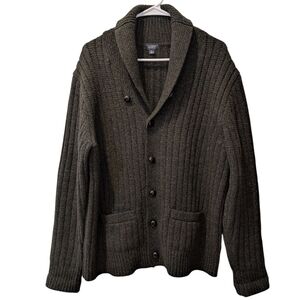 J. Crew Forest Green Lambswool Shawl-Collar Cardigan Men's Large 49610 FA11